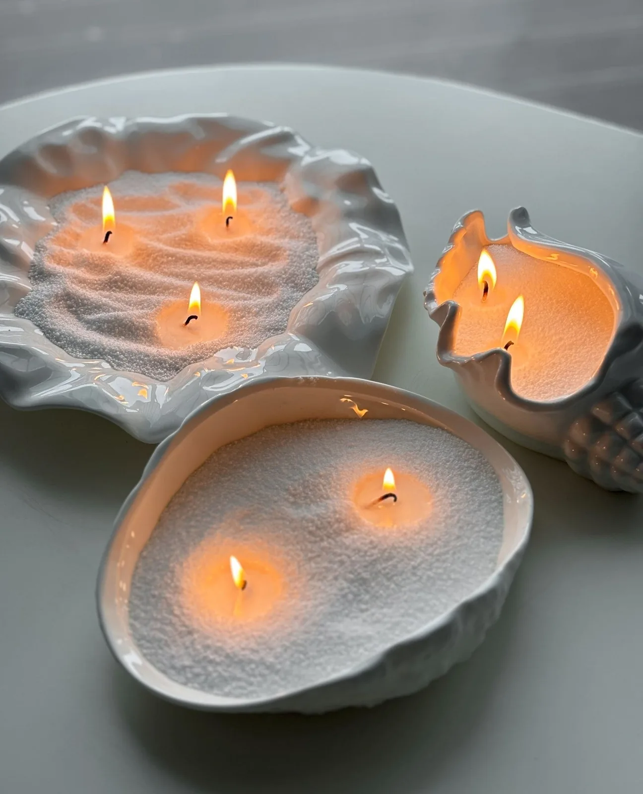 Sable Lumière, bougie en perles Aura Glow – coquillages